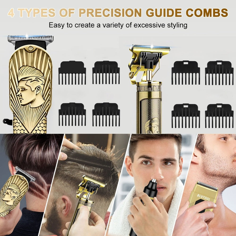Hair Clipper & Beard Trimmer Set for Men USB Rechargeable with LCD Display – Professional Cordless Barber Kit Home Grooming B