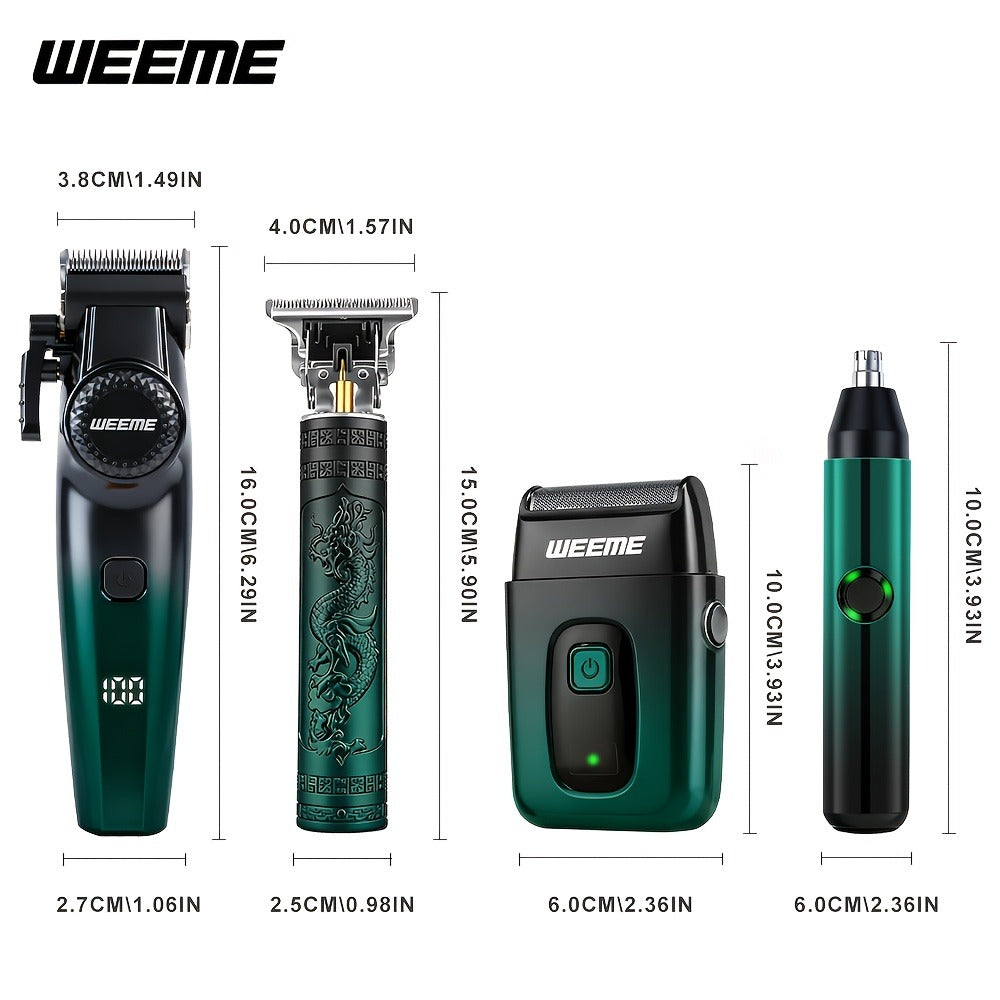 Men's Electric Grooming Kit 4-in-1 – Hair Clipper, Beard Trimmer, Electric Shaver & Nose Hair Trimmer Set, Gradient Design — 