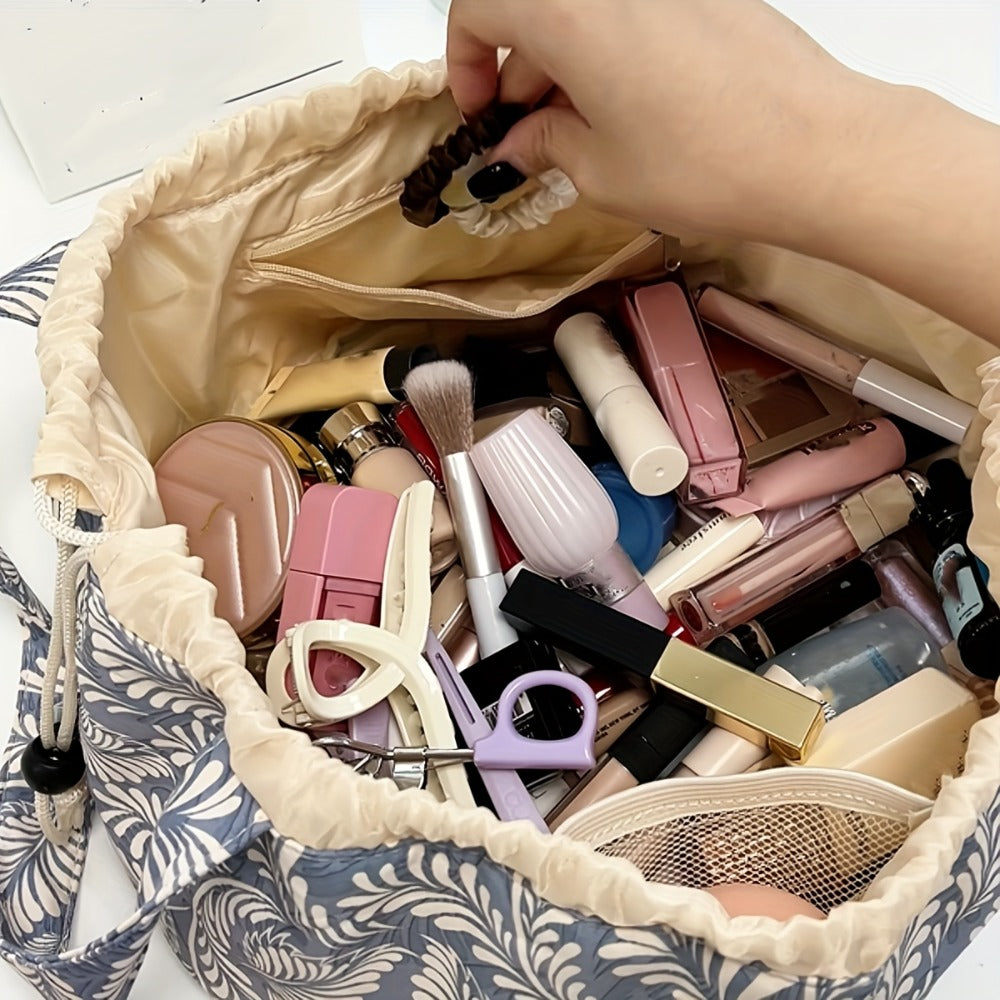 Makeup Bag Drawstring Flat-Lay Oxford Organizer in 12 Print and Color Options for Travel, Vanity and Everyday Beauty Storage 