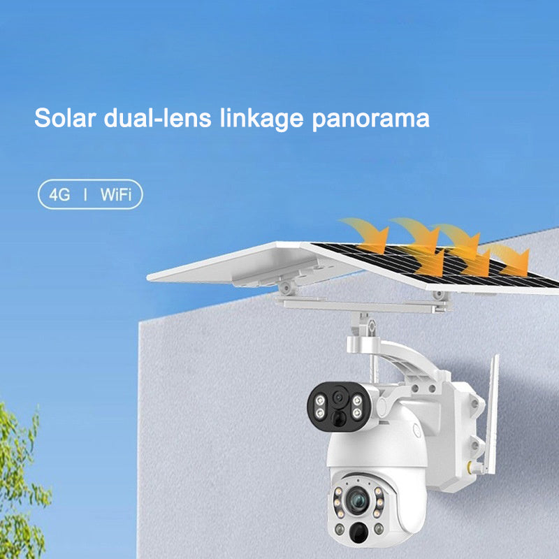 Outdoor solar monitoring camera dual lens wireless wifi remote night vision high-definition monitor