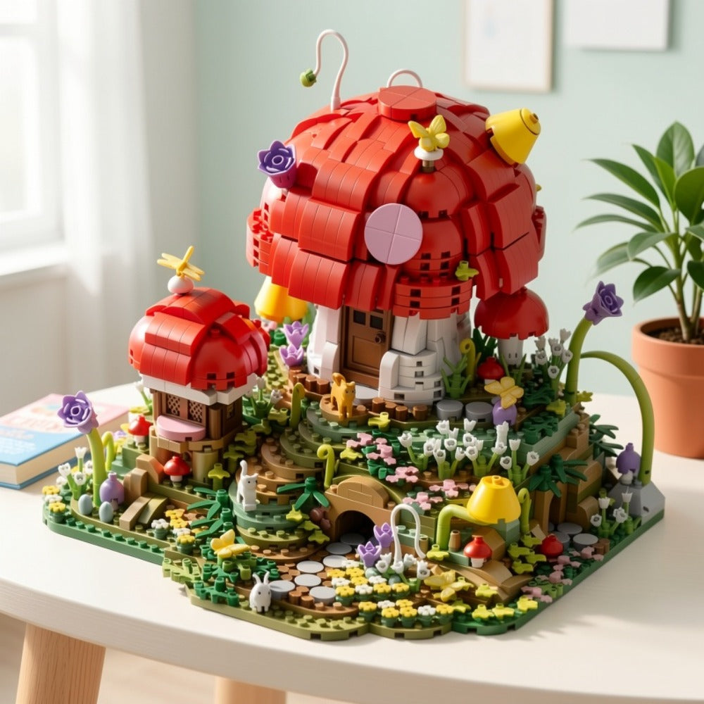 Fairy Mushroom House Building Blocks Set 2000+ Pcs – Mythical Fantasy Miniature Architecture Model 663 Desktop Decoration Dis