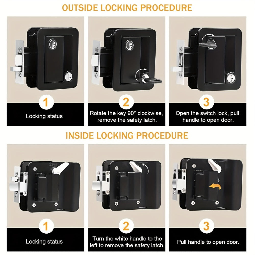 RV Door Lock Replacement – Travel Trailer Entry Door Lock with Deadbolt, Fits 2-3/4" x 3-3/4" Hole, 1-1/4" to 1-1/2" Door Thi