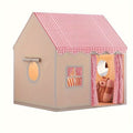 Checked Cabin Kids Play Tent in Pink, Khaki or Yellow with 130 x 120 x 100cm House Frame and Scalloped Roof — image 11