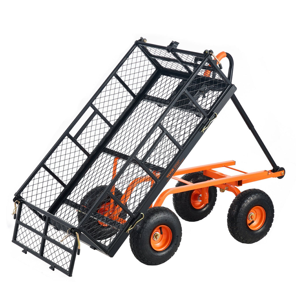 Garden Dump Cart Convertible Flatbed Utility Wheelbarrow with 2-in-1 Handle, Removable Side Panels — image 6