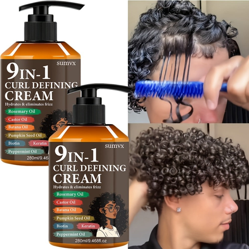 9-in-1 Curl Defining Cream by SUMVX in a Two-Pack of 280ml Pump Bottles with Seven Front-Label Ingredients — image 5