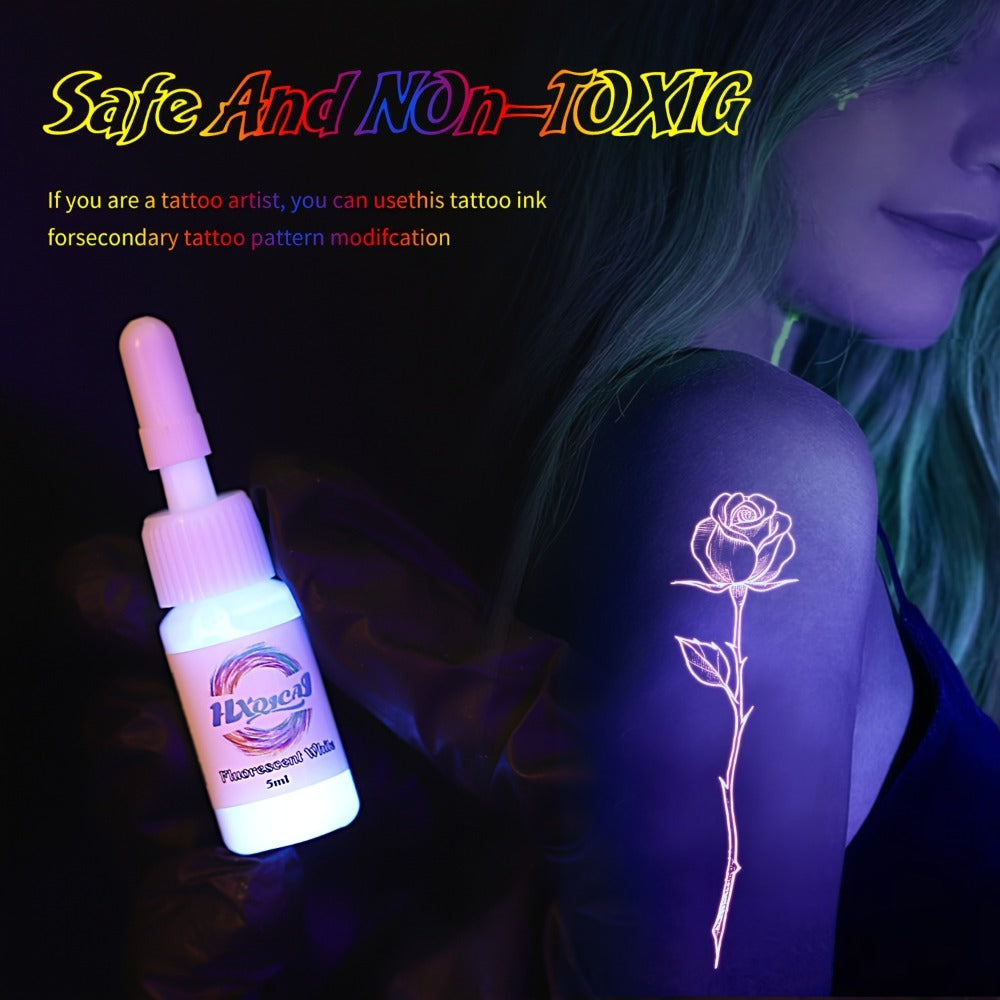Tattoo Ink 8-Color UV Fluorescent Set with 5ml Bottles and Full Neon Color Range with Item-Specific Color, Capacity and Bottl
