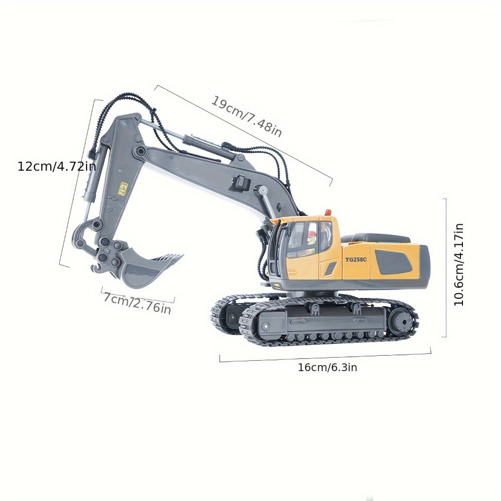 RC Construction Truck Toy 1:24 Scale Alloy Bulldozer Dump Truck & Excavator, 11-Channel Remote Control with Forward — image 4