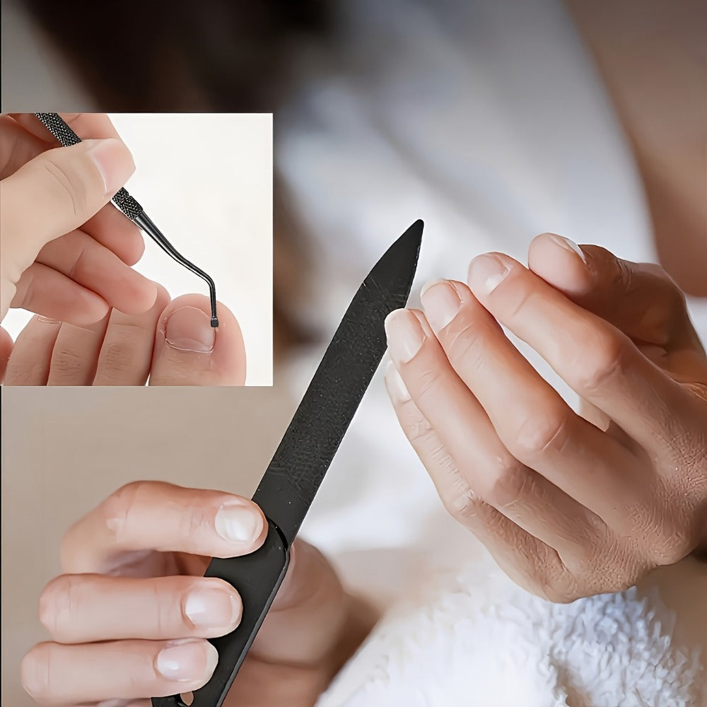 Wide-Jaw Nail Clipper Set, Five-Piece Black-Handle Kit with Straight, Concave and 45-Degree Slanted Tools — image 7