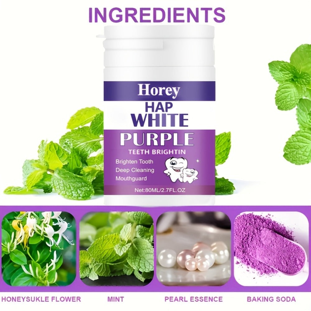 Purple Teeth Whitening Powder for Sensitive Teeth, BPA-Free Alcohol-Free Tooth Polishing Powder Deep Cleans — image 7