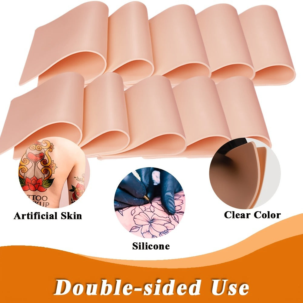 Silicone Tattoo Practice Skin 3mm Thick Double-Sided Fake Skin for Beginners & Professional Artists – Line Work Shading Outli