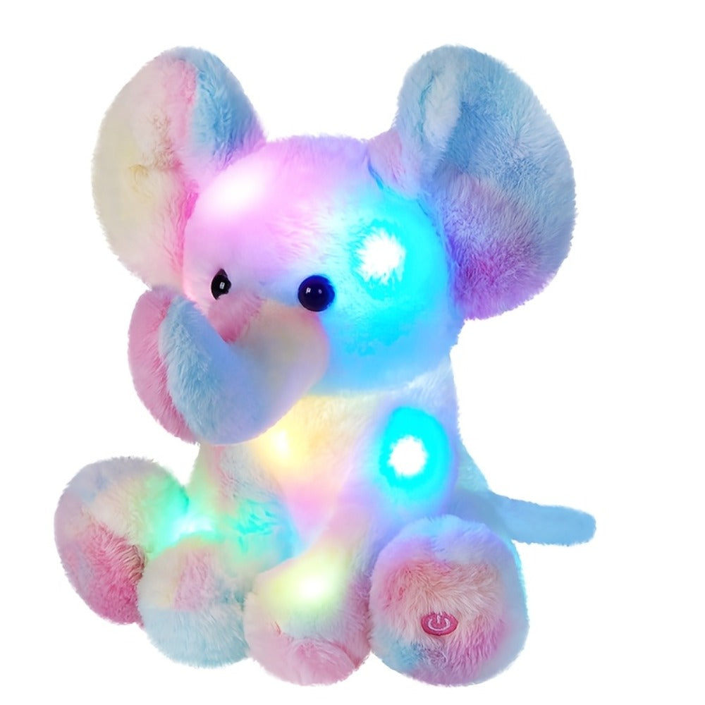 Plush Toy Rainbow Elephant 12-Inch Light-Up Design with Optional Music for Colorful Room Display — image 3