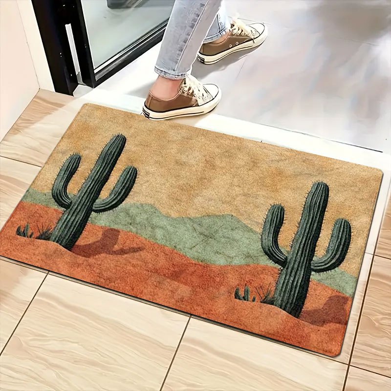 Desert Cactus Print Rectangular Doormat in 40 x 60, 50 x 80 or 45 x 120cm Size Options Pictured — image 1