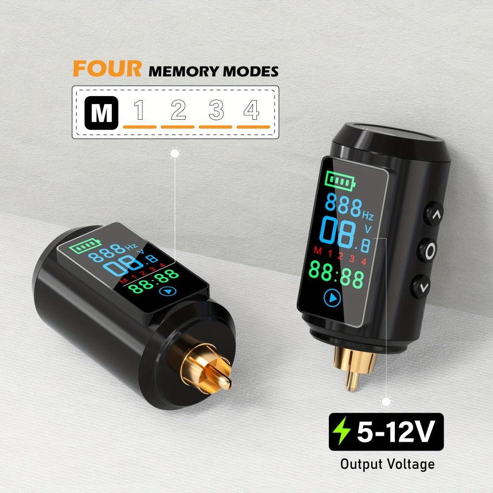 P7 1600mAh Cordless Tattoo Power Supply with Color Screen, Four Memory Modes and RCA Connector — image 6