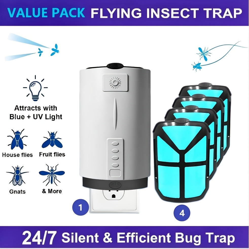 Mosquito Trap Indoor Electric Insect Catcher with Replacement Lure Refill Core for Home Bedroom Kitchen Fruit Fly Flying Bug 