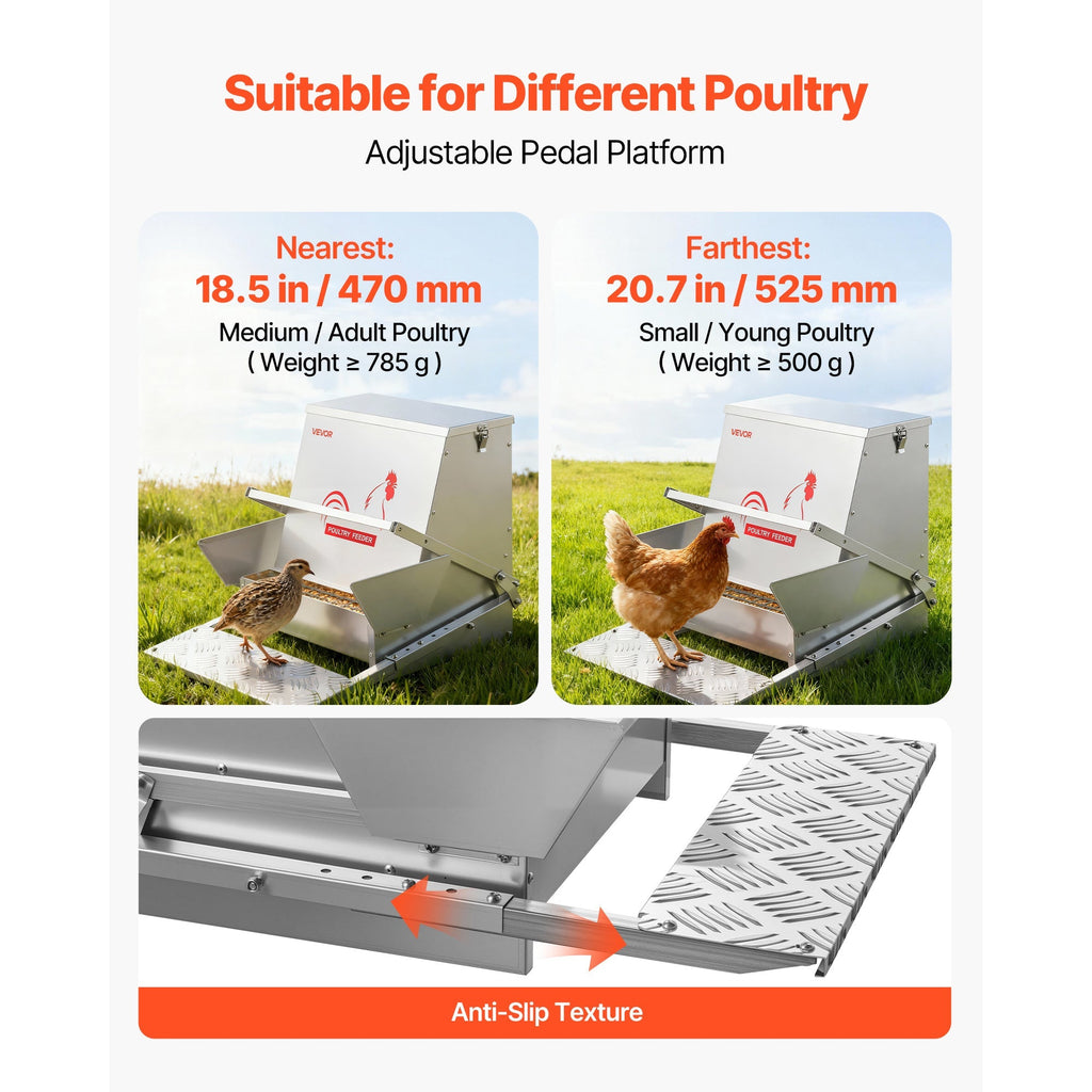 Chicken Feeder Treadle Galvanized Steel Lockable for Garden, Patio and Yard Use, with the Listed Configuration — image 6