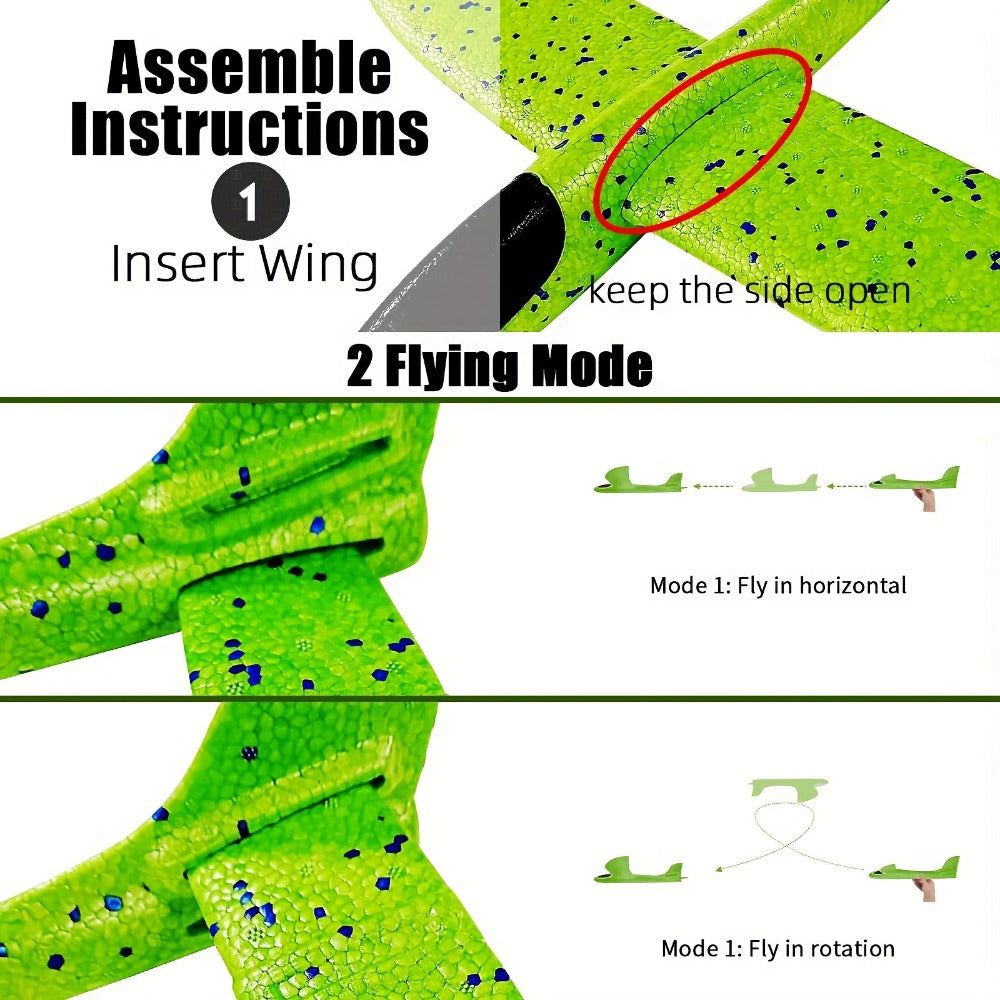 Foam Glider Airplane Toy for Kids, 17.5 Inch Large Throwing Foam Plane with 2 Flying Modes, 4 or 6 Pack — image 5