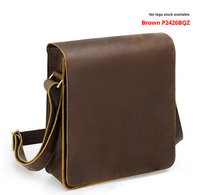 Vintage Cowhide Men's Crossbody Bag, Fashionable Genuine Leather Shoulder Bag
