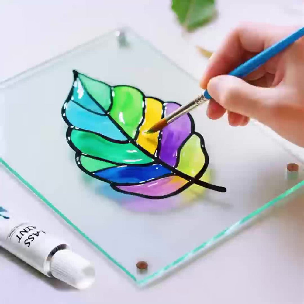 Stained Glass Painting Kit 12 Colors Acrylic Paint Set with 3 Brushes, Window Glass Paint for Wine Glasses Ceramic Mugs — ima