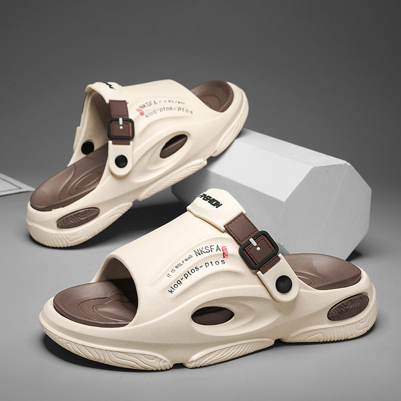 Mens Summer Outdoor Slippers With A Non-slip Step-on-poop Feel
