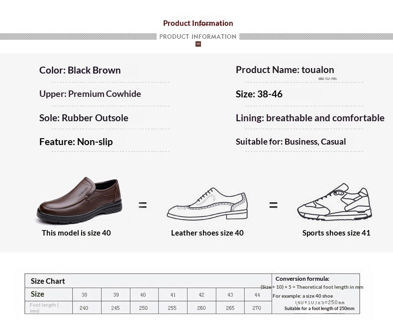 Men's Genuine Leather Lace-up Business Casual Shoes