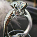 Korean version of light luxury fashion four claw flower bud simulation diamond ring engagement and proposal ring - V.I.P Digital Presence
