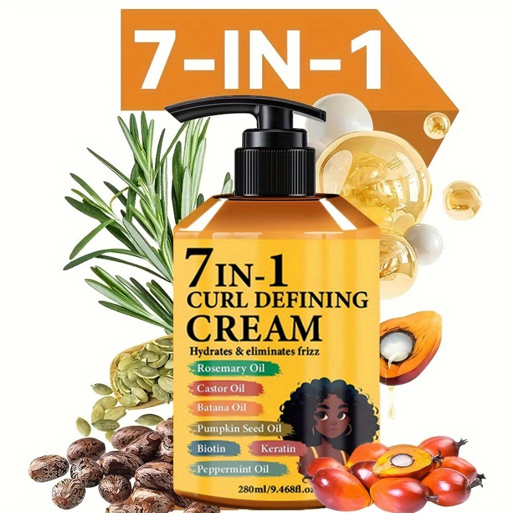 Curl Cream for Wavy & Curly Hair 9.47oz – 7-in-1 Moroccan Argan Oil & Rosemary Formula for Long-Lasting Hold — image 4