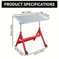 Steel Workbench with Wheels, Portable Welding Table Height-Adjustable 30"x20" Heavy Duty Steel Work Table for Garage Workshop