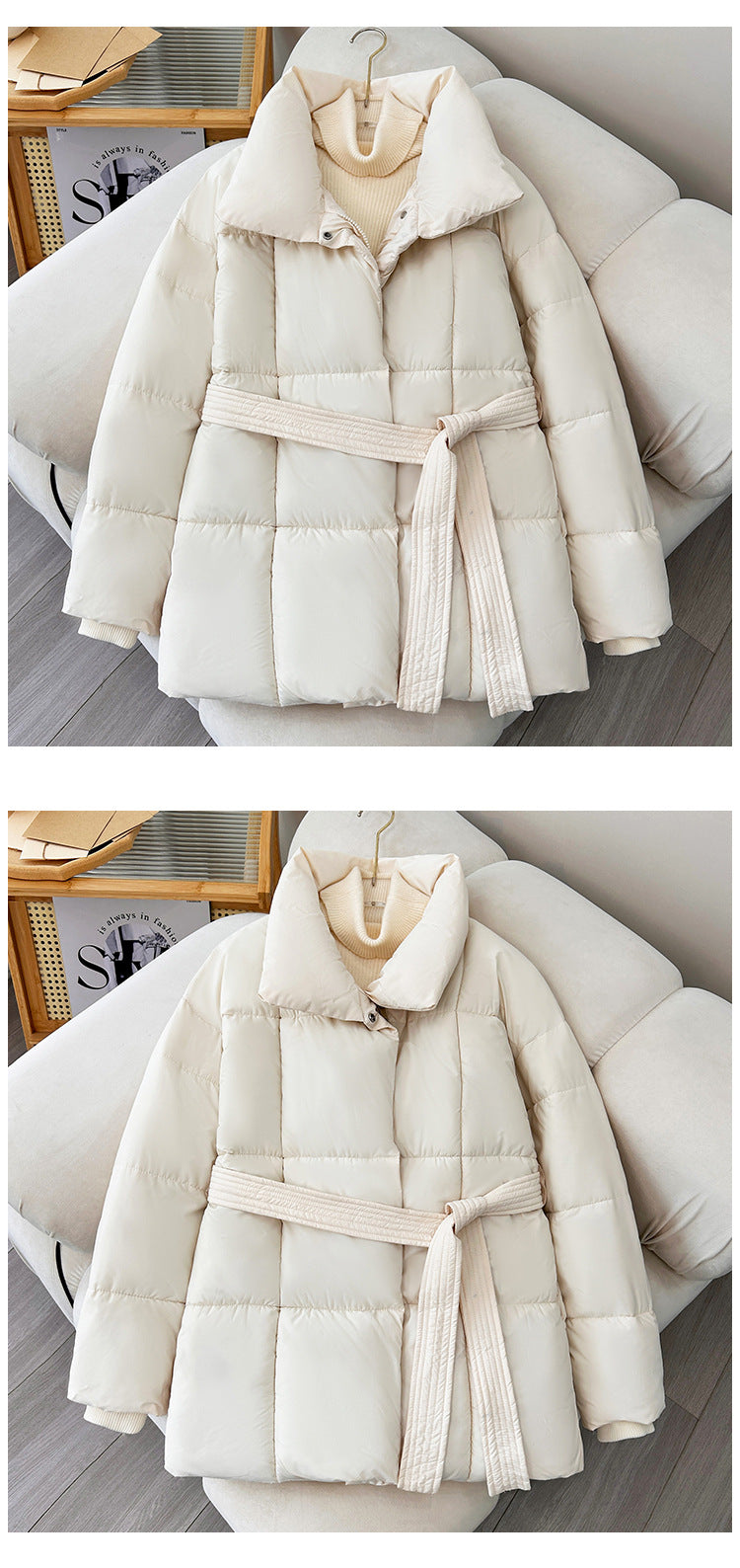 Waist-controlled Lace-up Cotton Coat Jacket Women