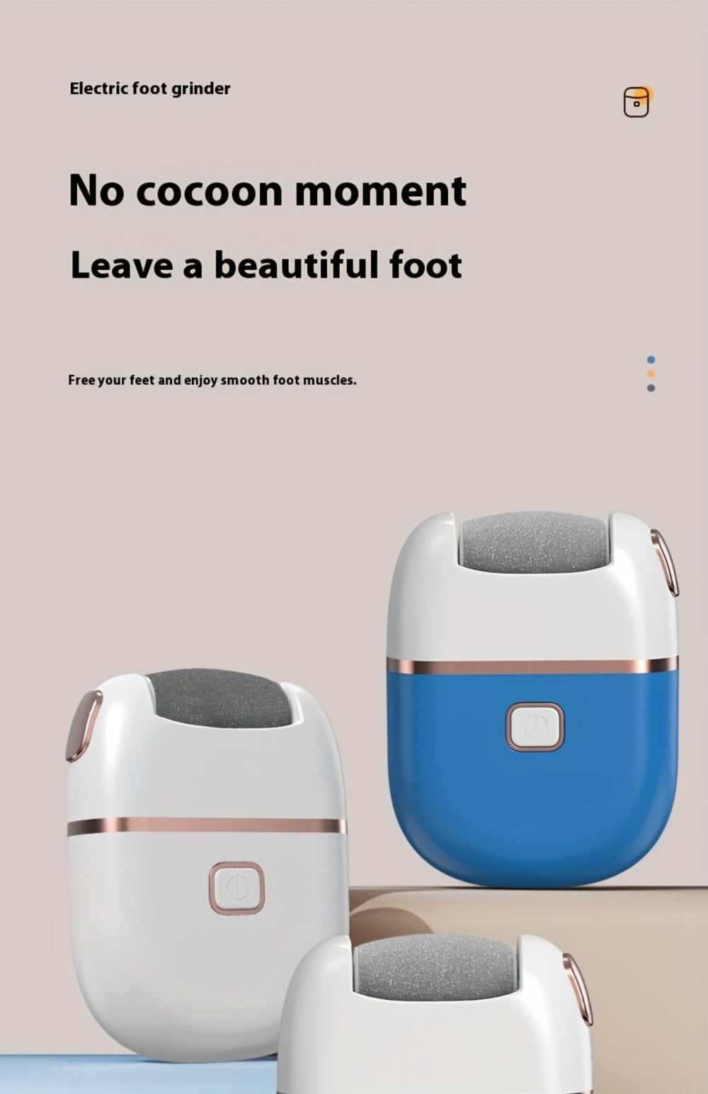 Callus Remover for Feet Electric Rechargeable Foot Grinder with 3 Grinding Heads & 2 Speed Settings – USB Portable Pedicure T