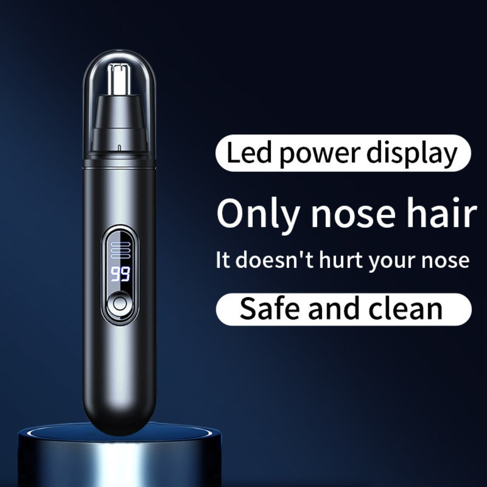 Nose Hair Trimmer Electric Painless 3-in-1 USB Rechargeable with LED Display – Trims Nose Ear Hair Eyebrows Waterproof Groomi