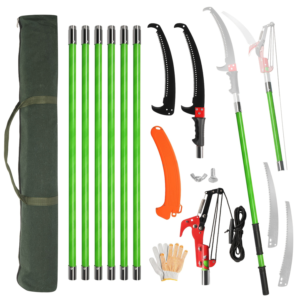 26FT Manual Pole Saw with Pruner & Bag for Garden, Patio and Yard Use, with the Listed Configuration — image 7