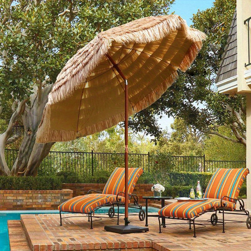 Patio Umbrella 7.5FT Thatch-Style Tiki Design with Steel Pole, Iron Frame, Push Tilt and One-Piece Option — image 15