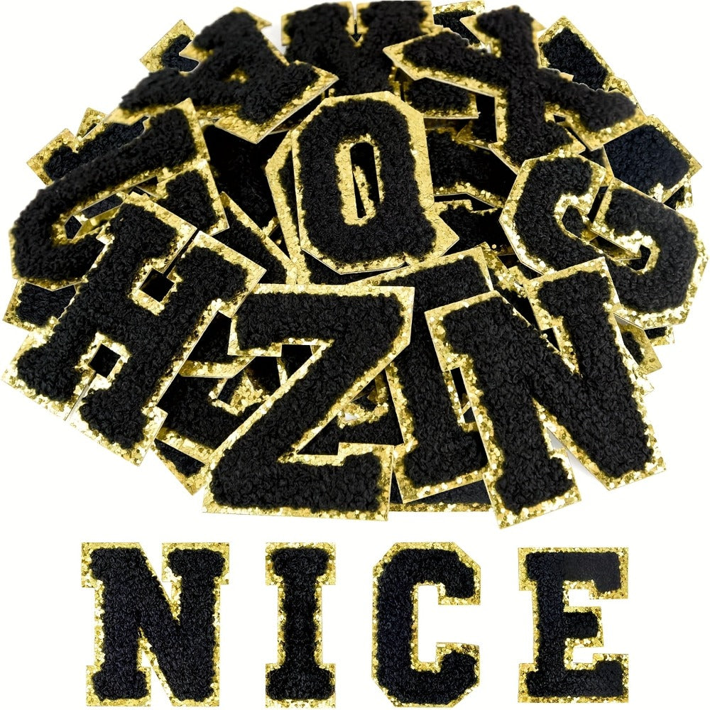 Chenille Letter Patches Self Adhesive A-Z 26pcs – Embroidered Alphabet Applique Stickers for Clothes Bags Hats Phone Cases — 
