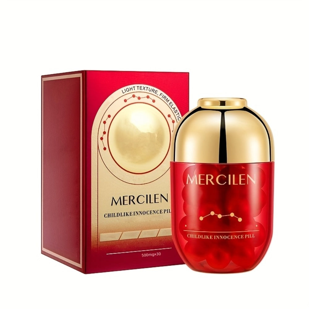 Face Serum Mercilen Collagen Capsules with Jojoba Oil, Plant Squalane and Glycerin in a 30-Piece Bottle — image 3