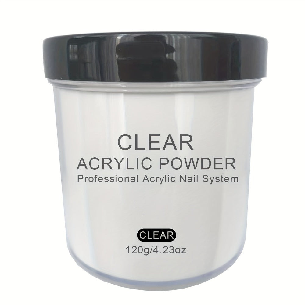 120g Acrylic Nail Powder Jar in Clear, Pinkish, Nude or White for Use with Compatible Acrylic Liquid — image 3