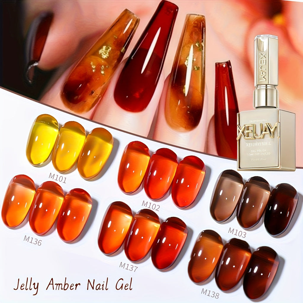 Gel Nail Polish Set with XEIJAYI Label, 6 Amber Aurora Magnetic Colors, 0.51oz Shades 101 to 138 — image 13