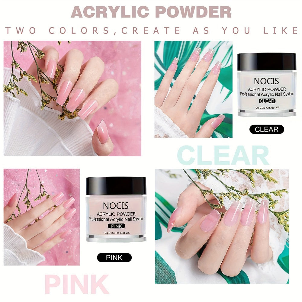 Acrylic Nail Kit NOCIS Three-Color Powder Set with Liquid Monomer, Brush Cleaner, Four Brushes and Mixing Cup — image 2