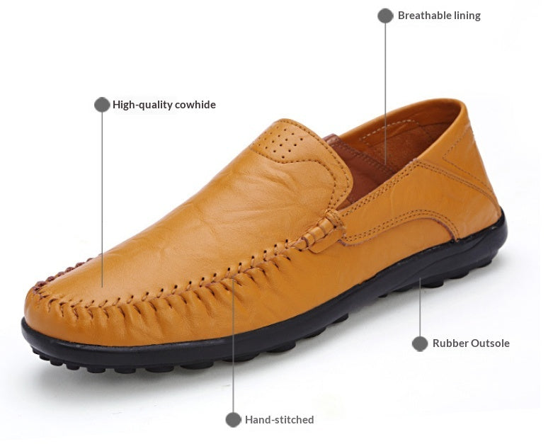 Men's Casual Leather Shoes Lightweight And Versatile British-style Round Toe