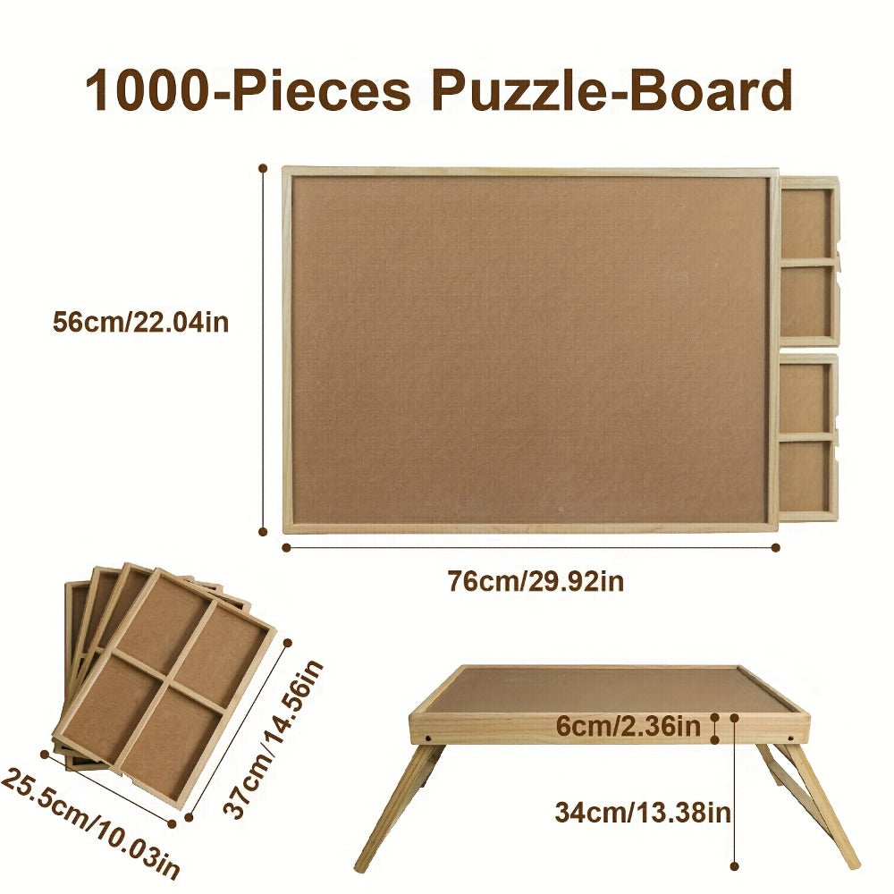 Jigsaw Puzzle Table with Folding Legs – 4 Drawers 16 Sorting Grids Portable Wooden Puzzle Board for 1000 Pieces — image 8
