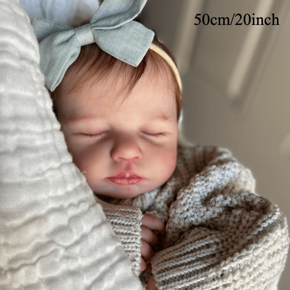 Reborn Doll, 20-Inch Sleeping Cloth-Body Figure with Vinyl Limbs, Hand-Rooted Hair and Accessories — image 2
