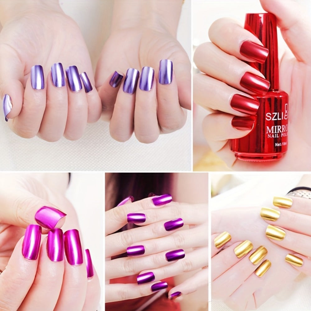 Gel Nail Polish Liner Set with 12 Mirror Chrome Colors and Built-In Thin Art Brushes for Detailed Nail Art — image 2