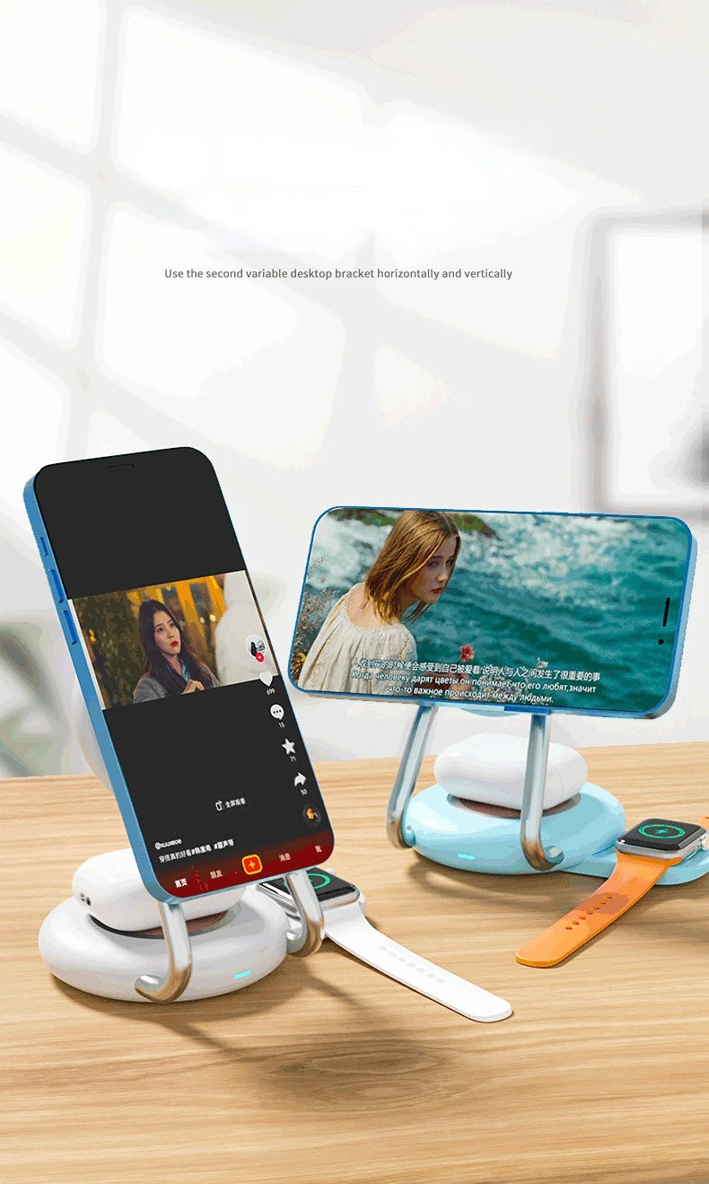 3 IN 1 Desk Magnet Stand 15W Fast Wireless Charger For Apple Watch iPhone 14 13 12 11 Pro Max 13 12 Mini Samsung S23 S22 Qi Base