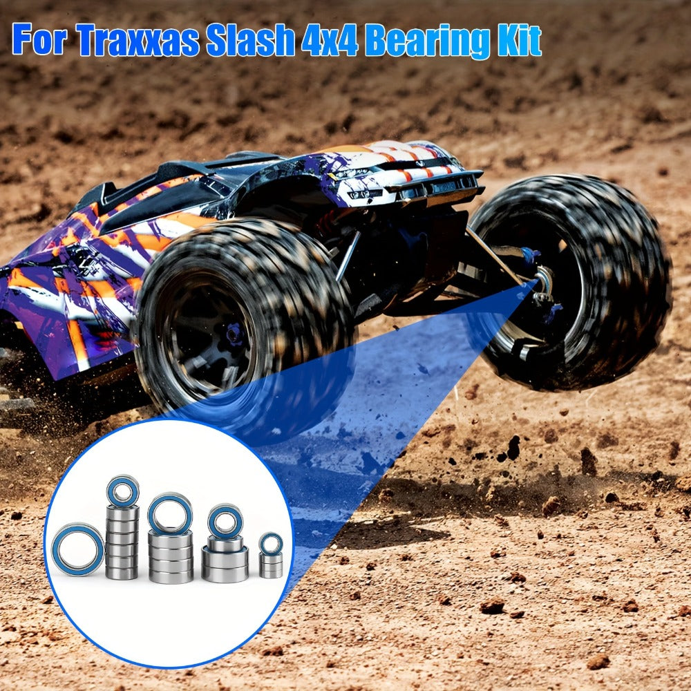 RC Ball Bearing Set 21pcs for Traxxas Slash 4x4 Stampede 4WD VXL 1/10 Scale – Alloy Steel Sealed Bearings Upgrade Kit Reduce 
