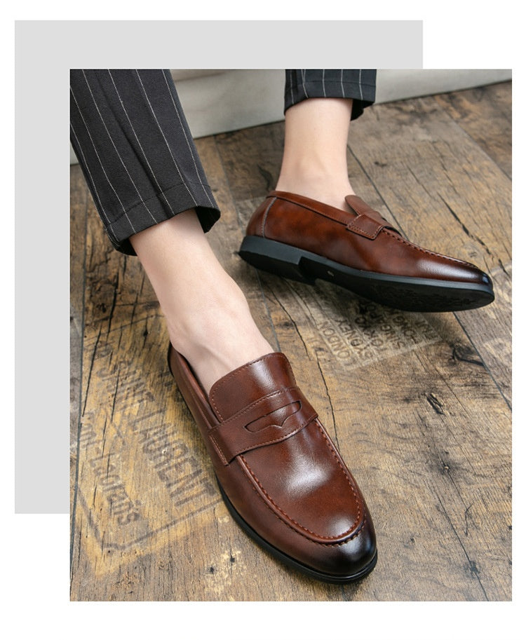 Pointed Toe Minimalist Leather Shoes In British Style