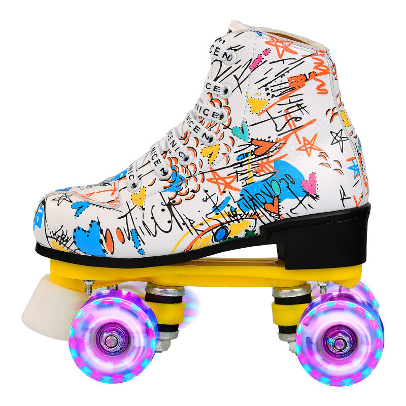 Double Row Skates New Wheel Wear-resistant Four-wheel Roller Skates