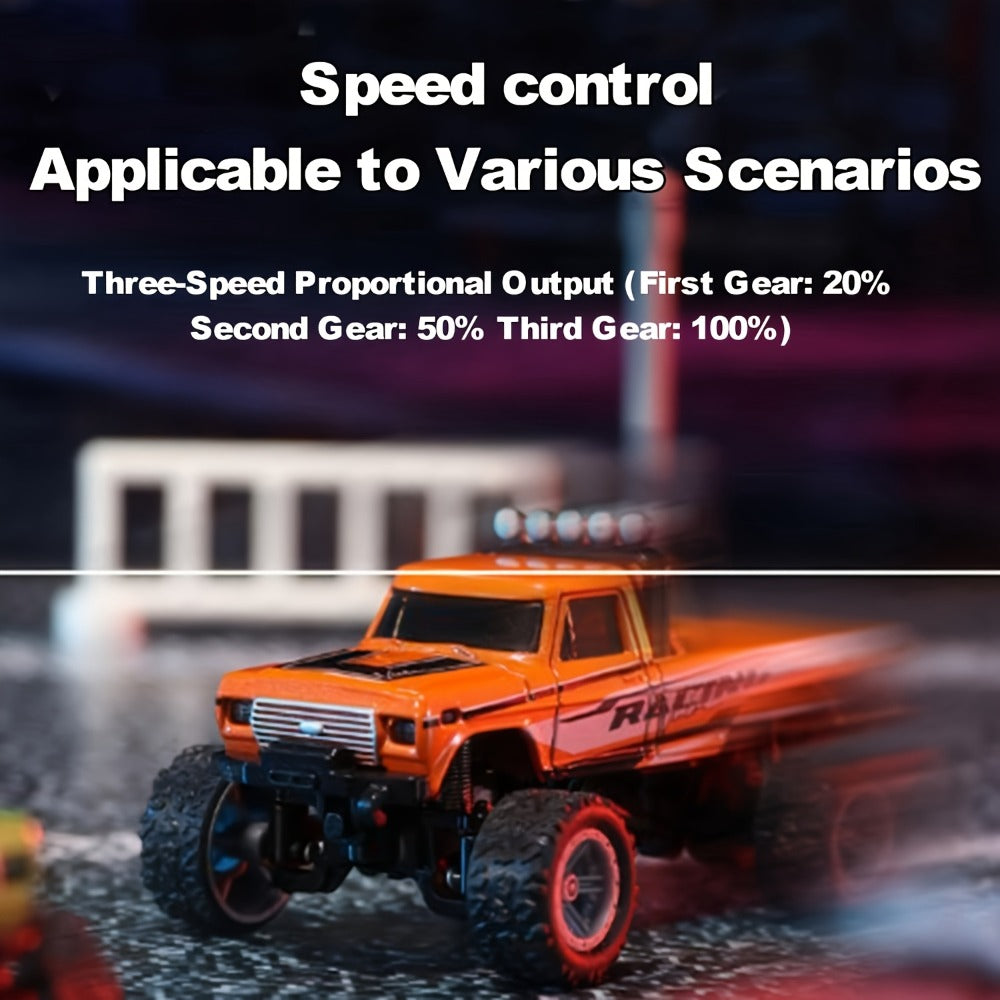 Remote Control Car, 1:64 Scale Alloy Mini Off-Road Truck with 2.4GHz Control, Shock Suspension, Running Lights and Five Color