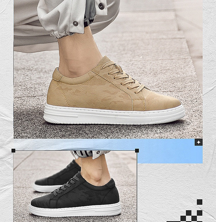 Mens Invisible Height Increasing Thick Soled Elevating Shoes Mens Casual White Trendy Athletic Sneakers