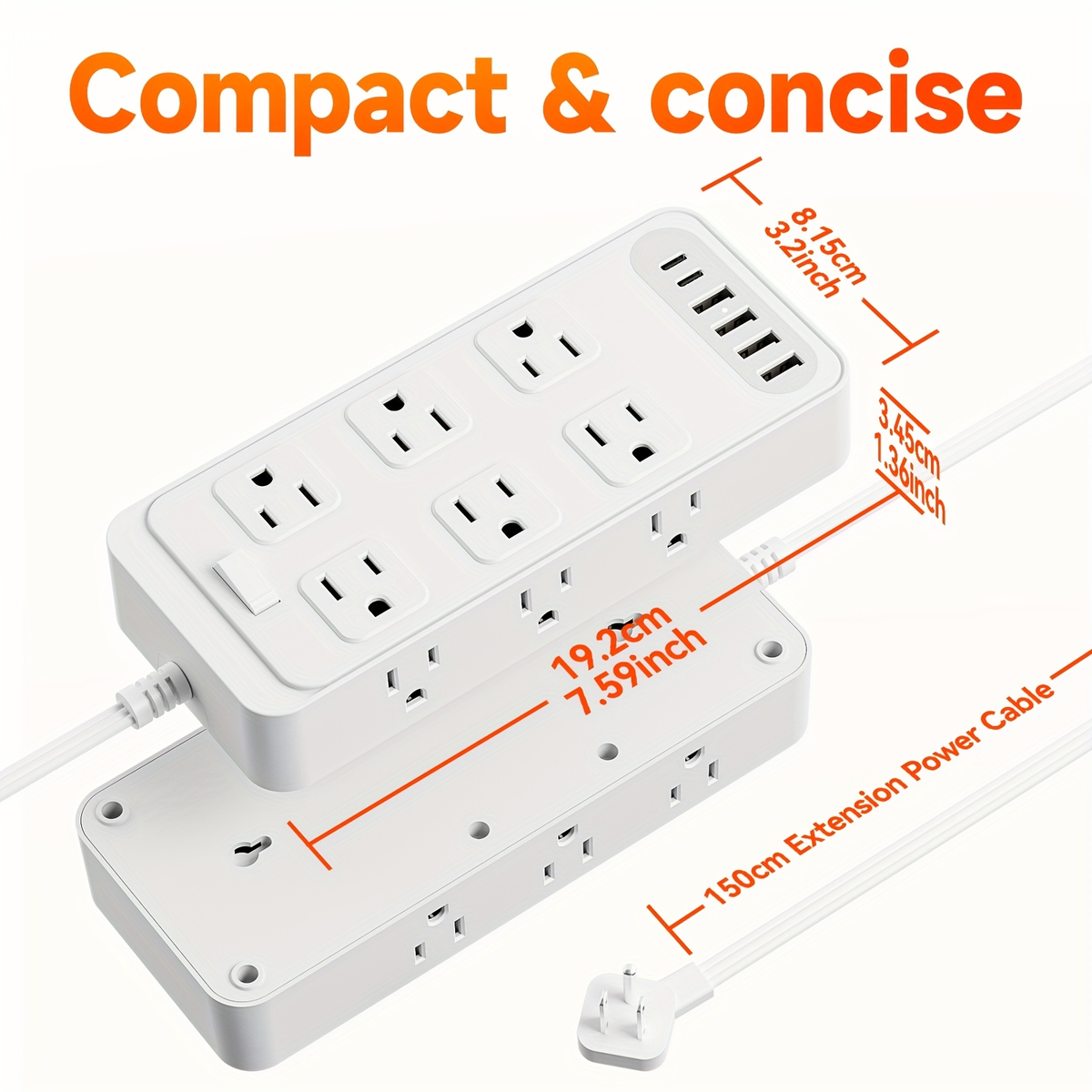Charging Station 18-in-1 Power Strip Surge Protector 12 AC Outlets 6 USB Ports 4 USB-A 2 USB-C for an Everyday Personal Care 