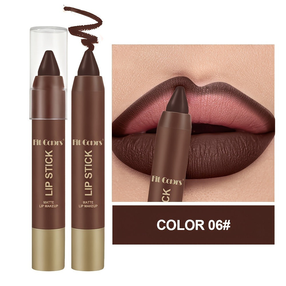Lipstick Set, Fit Colors 6-Piece Matte Crayon Collection with Brown, Nude, Pink and Purple Colors — image 10
