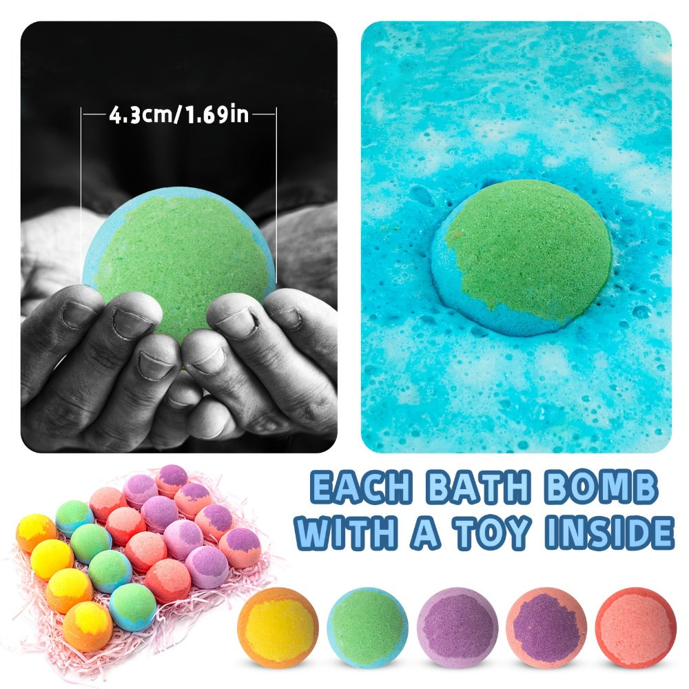 Ocean Bath Bombs Gift Set 20pcs Sea Themed Fizzy Bath Salt Balls Fun Treasure Shapes Colorful, for Bath Time, Home Spa and Pe